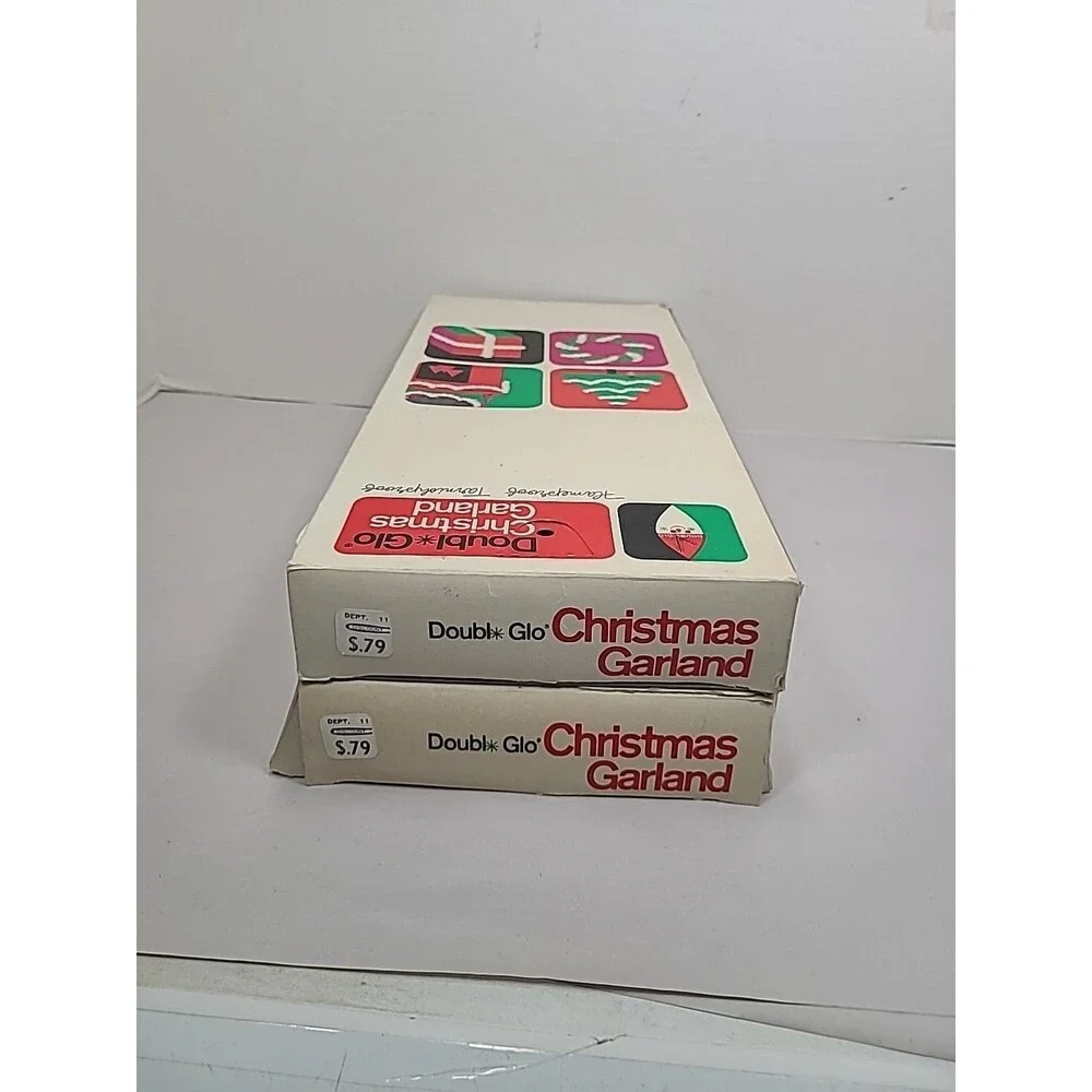 Vintage Doubl Glo Christmas Blue/White Garland 2-12'x 1.25